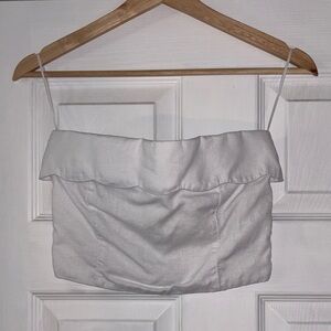 100% Linen Strapless Scallop Top